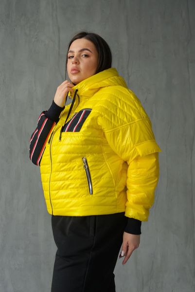Жіноча весняна куртка з капюшоном великого розміру жовтий р.44-62 tevi-5222 фото