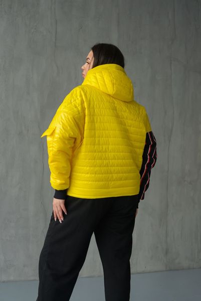 Жіноча весняна куртка з капюшоном великого розміру жовтий р.44-62 tevi-5222 фото