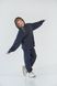 Спортивный детский костюм худи с капюшоном + джогеры оверсайз трехнить демисезонный Графит tevi-1530 фото 4
