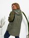 Женская комбинированная куртка с капюшоном батал демисезон хаки с 42 по 58 размер tevi-5188 фото 4