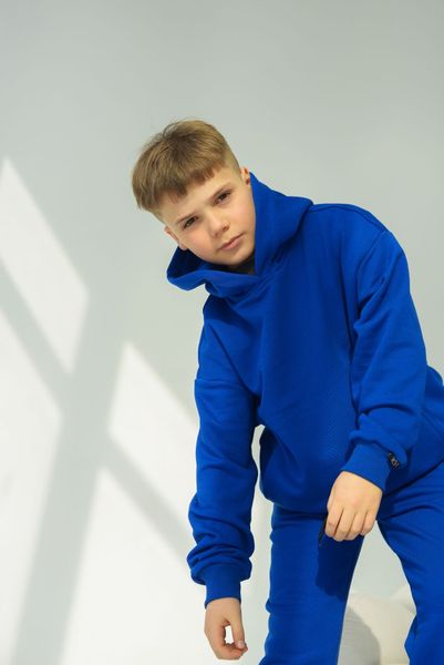 Спортивный детский костюм худи с капюшоном + джогеры оверсайз трехнить демисезонный Электрик tevi-1530 фото