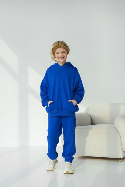 Спортивний дитячий костюм худі з капюшоном + джогери оверсайз трьохнитка демісезонний Електрик tevi-1530 фото
