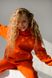 Детский теплый спортивный костюм на флисе унисекс оранжевый tevi-1520 фото 4