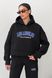 Женский теплый спортивный прогулочный костюм оверсайз на флисе с капюшоном черный jf-каліфорнія фото 3