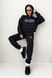 Жіночий теплий спортивний прогулянковий костюм оверсайз на флісі з капюшоном чорний jf-каліфорнія фото 1