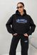 Женский теплый спортивный прогулочный костюм оверсайз на флисе с капюшоном черный jf-каліфорнія фото 4