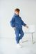 Детский теплый спортивный костюм на флисе унисекс цвет джинс tevi-1520 фото 5