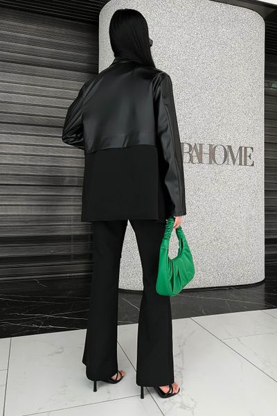 Черные женские брюки средней посадки из креп-костюмки jf- філіпа фото