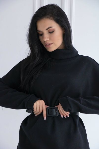 Жіночний теплий подовжений светр туніка розмір 42-56 чорний rm-СВ 0122 фото