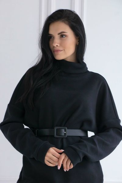 Жіночний теплий подовжений светр туніка розмір 42-56 чорний rm-СВ 0122 фото