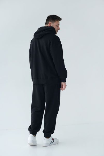 Спортивний костюм унісекс з капюшоном демісезонний оверсайз, трьохнитка, колір чорний tevi-7717 фото