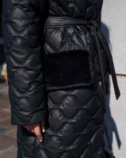 Подовжене зимове жіноче пальто чорний jf-вентар фото