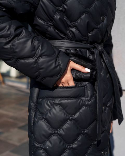 Подовжене зимове жіноче пальто чорний jf-вентар фото