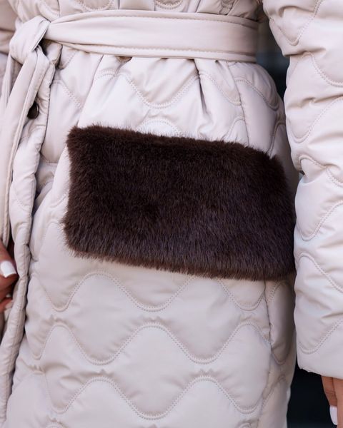 Подовжене зимове жіноче пальто бежевий jf-вентар фото