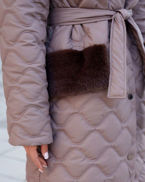 Удлиненное зимнее женское пальто мокко jf-вентар фото