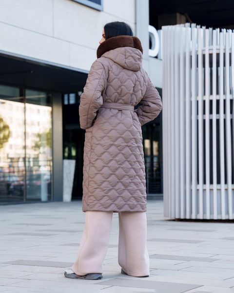 Подовжене зимове жіноче пальто мокко jf-вентар фото