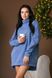Женский теплый удлиненный свитер туника размер 42-56 голубой rm-СВ 0122 фото 6