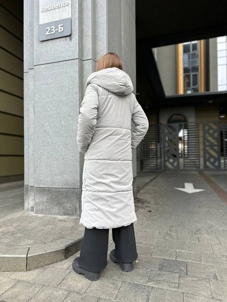 Женское зимнее пальто с капюшоном серого цвета MiD-140 фото