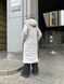 Жіноче зимове пальто з капюшоном сірого кольору MiD-140 фото 8