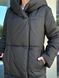 Зимове жіноче пальто з капюшоном із плащової тканини чорне MiD-127 фото 8