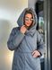 Зимнее женское пальто с капюшоном из плащевки графит MiD-127 фото 6