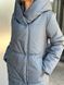 Зимове жіноче пальто з капюшоном із плащової тканини графіт MiD-127 фото 7