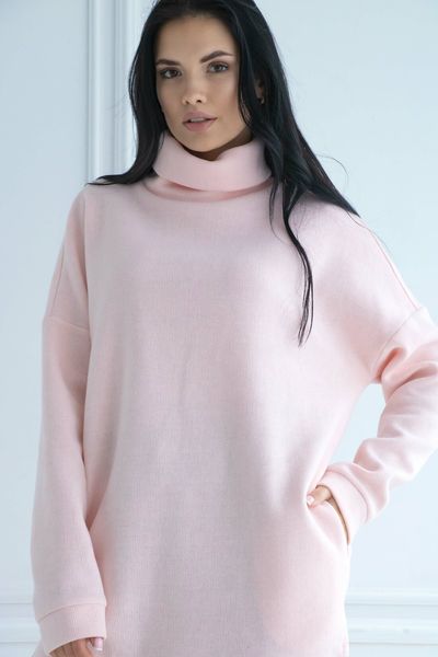 Жіночний теплий подовжений светр туніка розмір 42-56 рожевий rm-СВ 0122 фото