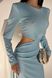 Вечернее платье макси с высоким фигурным вырезом сбоку голубой jf- Авелін фото 4