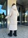 Зимнее женское пальто с капюшоном из плащевки бежевое MiD-127 фото 6