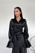 Нарядний жіночий костюм Блуза+Спідниця з атласу черного цвета jf-ліліан фото 3