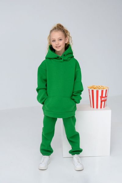 Детский теплый спортивный костюм на флисе унисекс зеленый tevi-1520 фото
