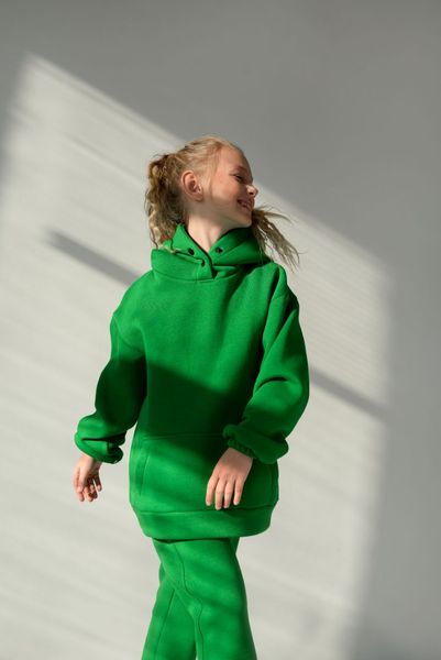 Дитячий теплий спортивний костюм на флісі унісекс зелений tevi-1520 фото