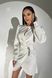 Стильное вечернее платье мини из костюмной ткани белого цвета jf- Дайон фото 2