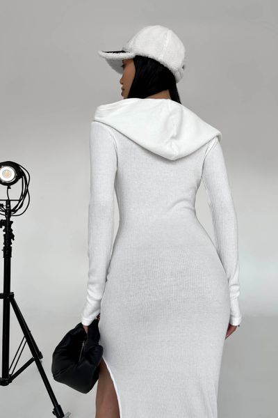 Стильна тепла міді сукня з капюшоном ангора білого кольору jf-жозе фото