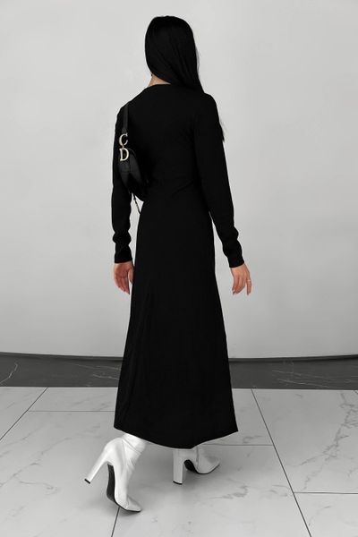 Чорна сукня облягаючого крою з високими розрізами з боків jf- містік фото