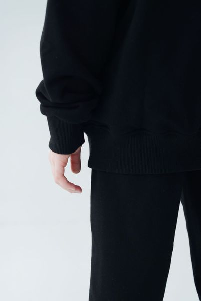 Спортивний дитячий костюм худі з капюшоном + джогери оверсайз трьохнитка демісезонний Чорний tevi-1530 фото