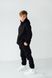 Детский теплый спортивный костюм на флисе унисекс черный tevi-1520 фото 4