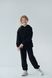 Спортивний дитячий костюм худі з капюшоном + джогери оверсайз трьохнитка демісезонний Чорний tevi-1530 фото 3